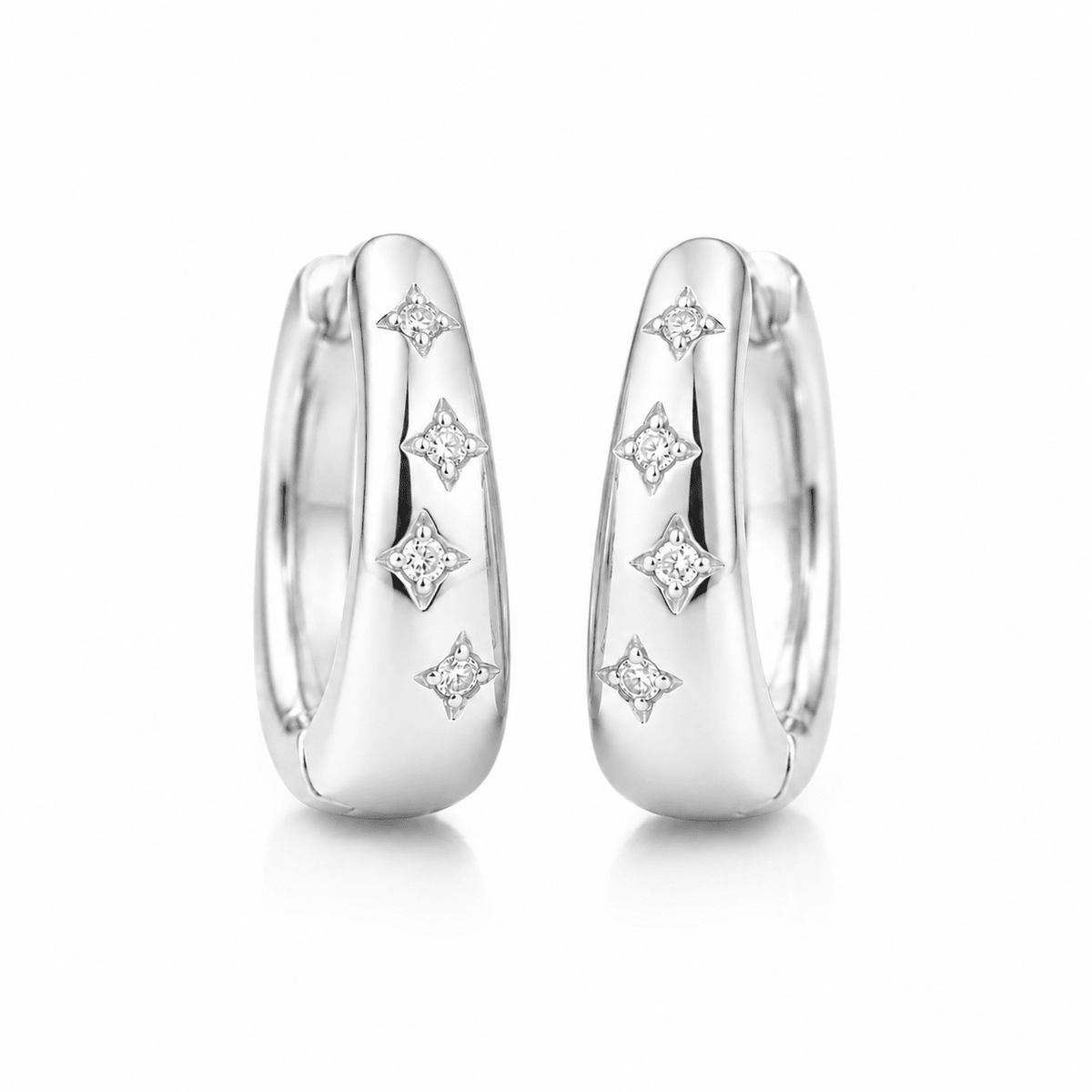 Woman wearing the Wren Gold Crystal Hoop Earrings