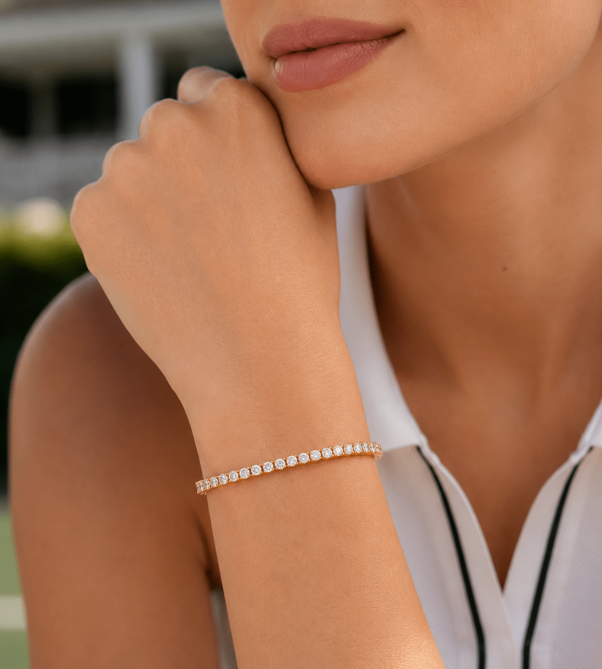 Side view of Serena Tennis Bracelet showing the clasp