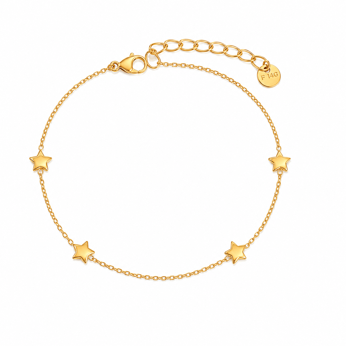 Frida Gold Star Charms Bracelet, front view