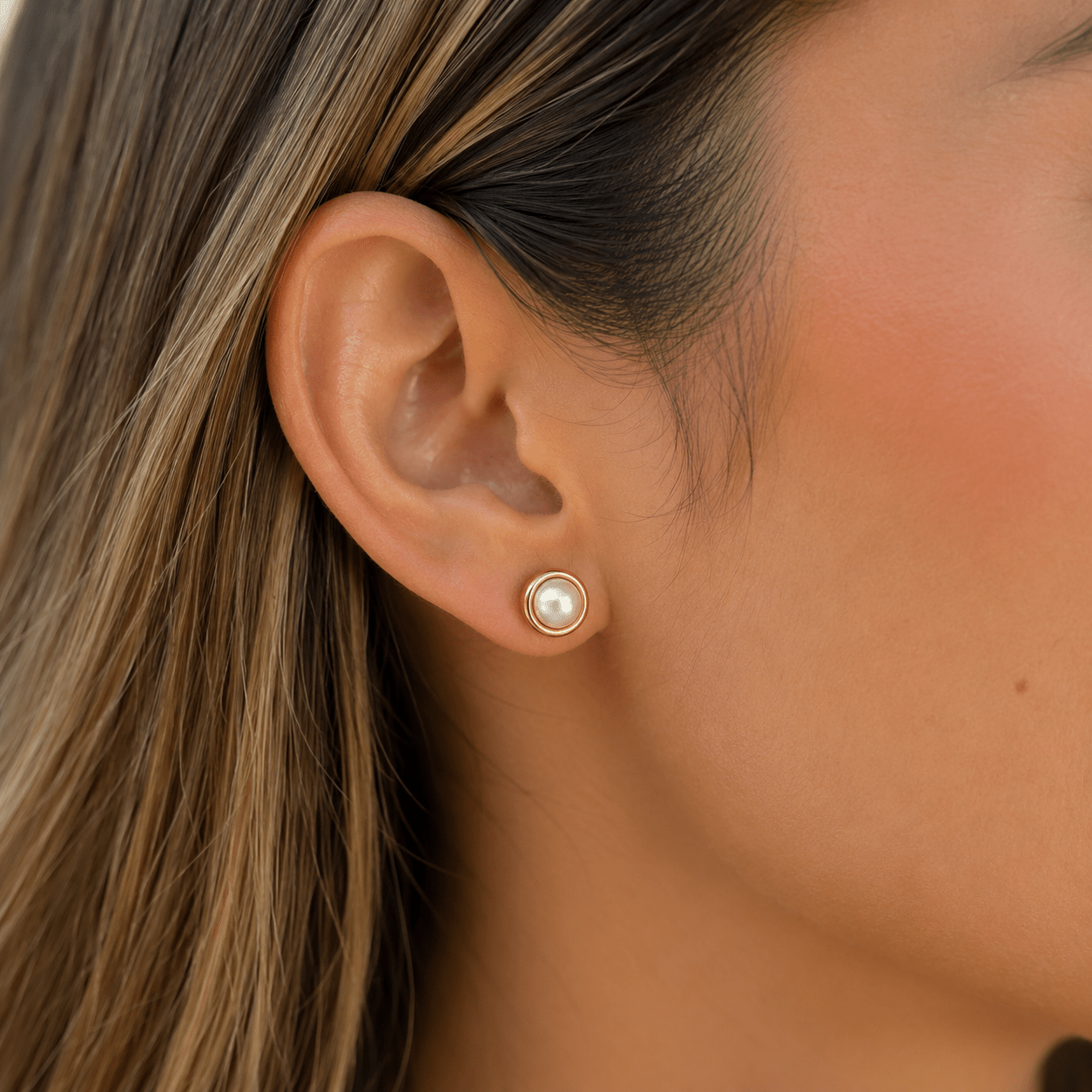 Woman wearing the Marigold Crystal Flower Earrings