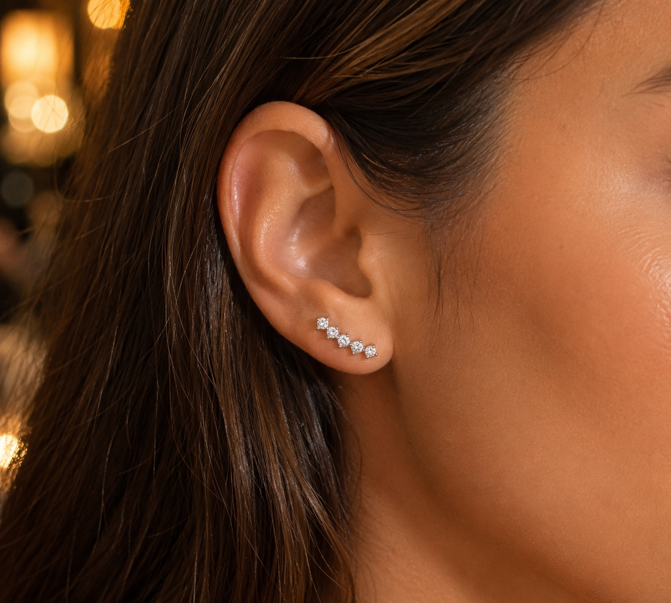 Celestia Crystal Star Climber Earrings, styled