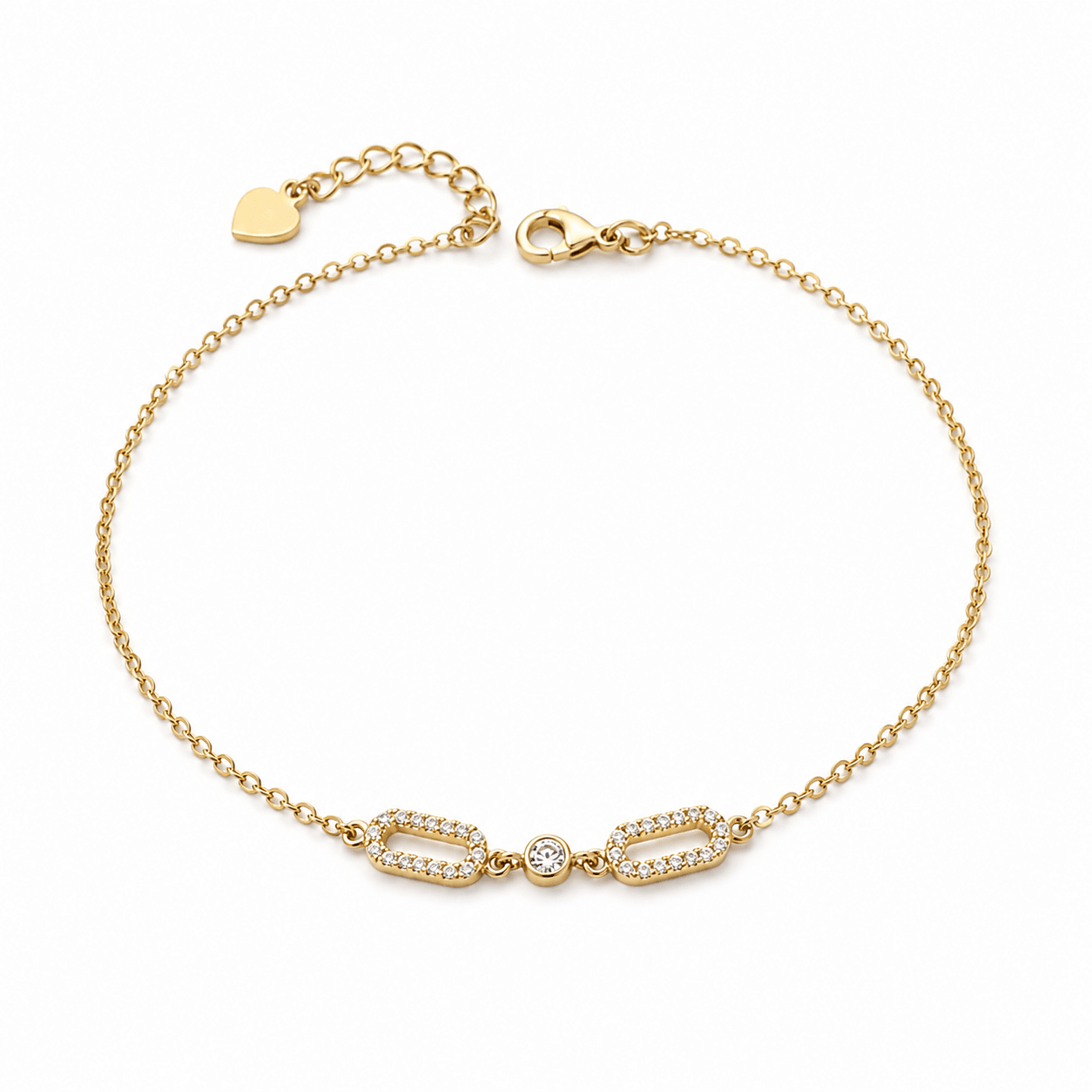 Sara Gold Oval Link Chain Bracelet, front view