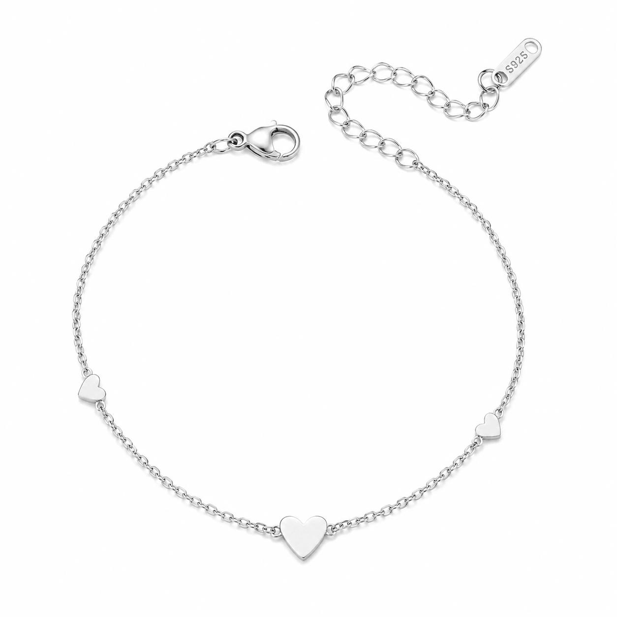 Woman wearing the Hazel Gold Heart Charms Bracelet