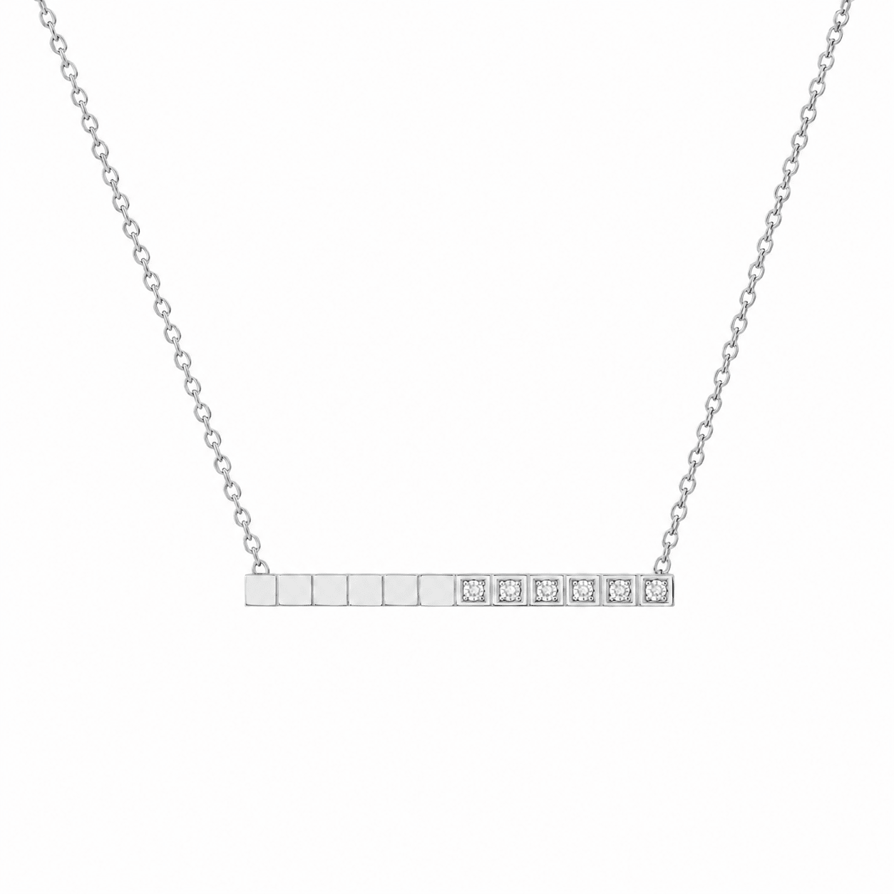 Woman wearing the Opal Gold Bar Necklace