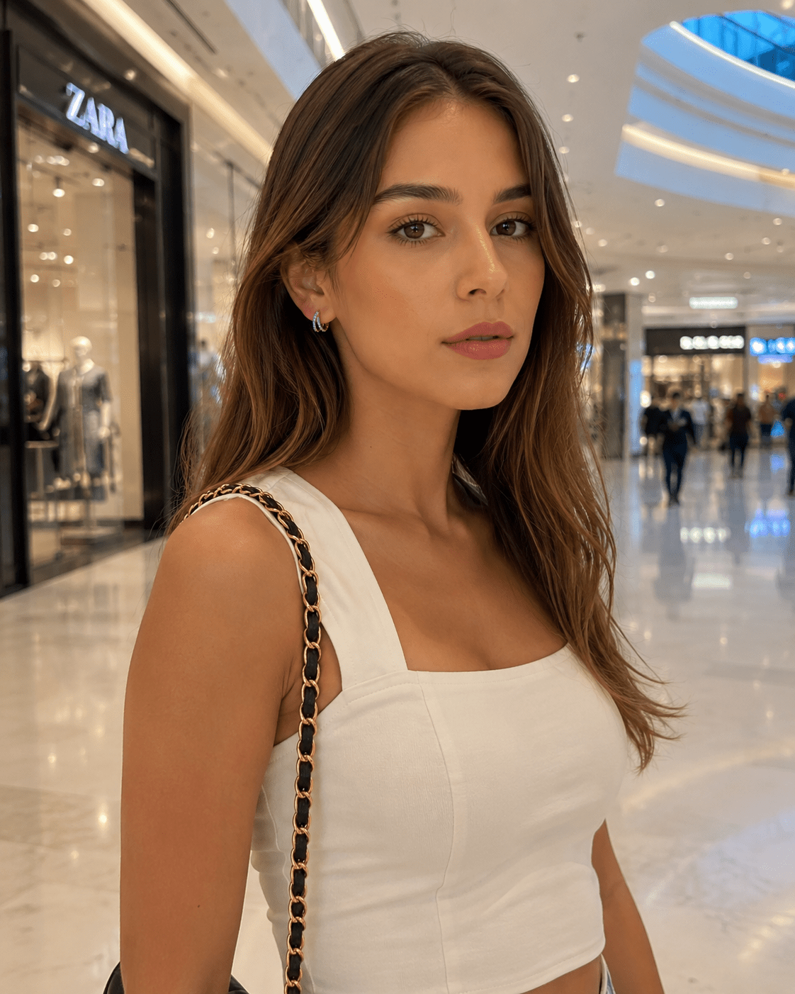Side view of Marina gold hoop earrings showing the hinged closure