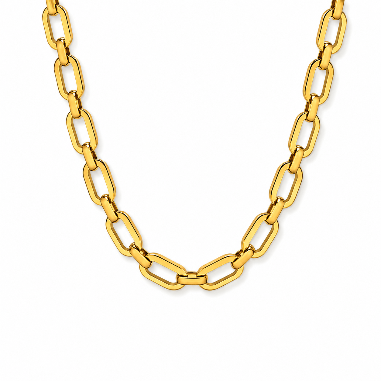 Odette Gold Necklace, bold paperclip-link chain in 18K gold-plated stainless steel
