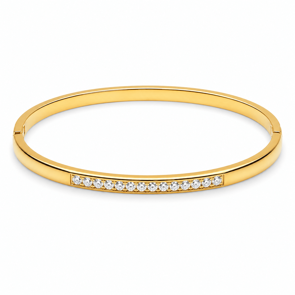 Hadley Gold Round Bangle Bracelet, front view