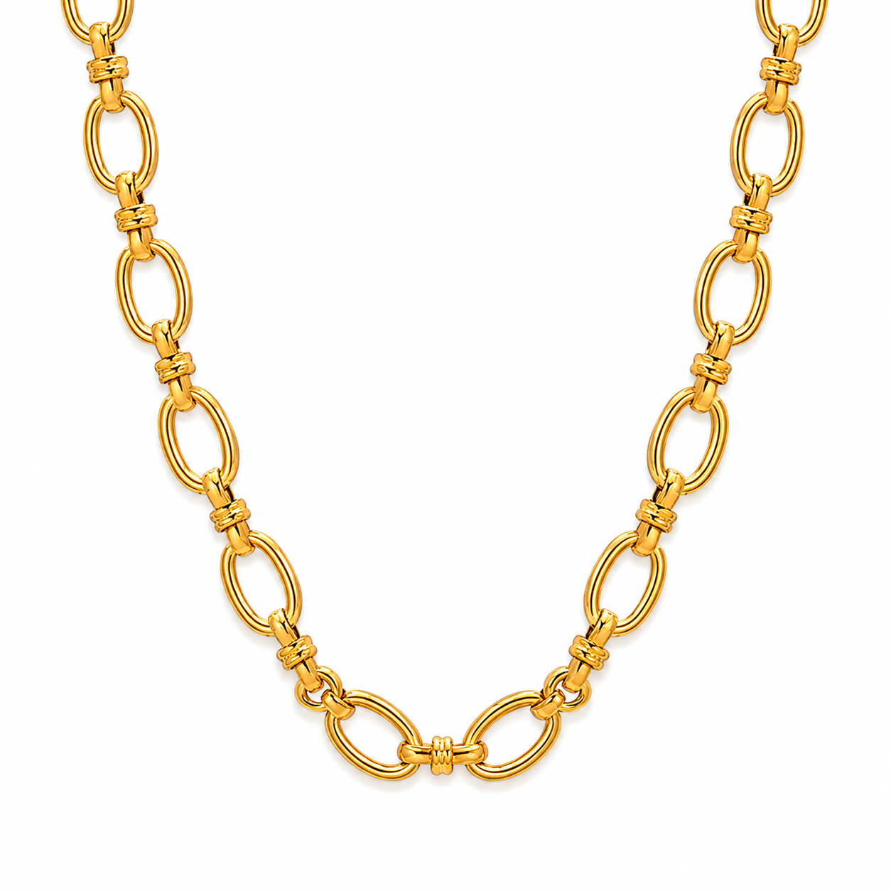 Talia Gold Minimalist Necklace, sculptural chain in 18K gold-plated stainless steel