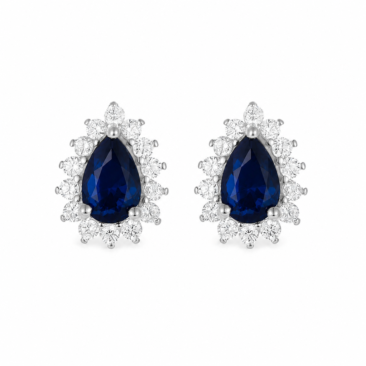 Noa Silver Teardrop Stud Earrings close-up detail