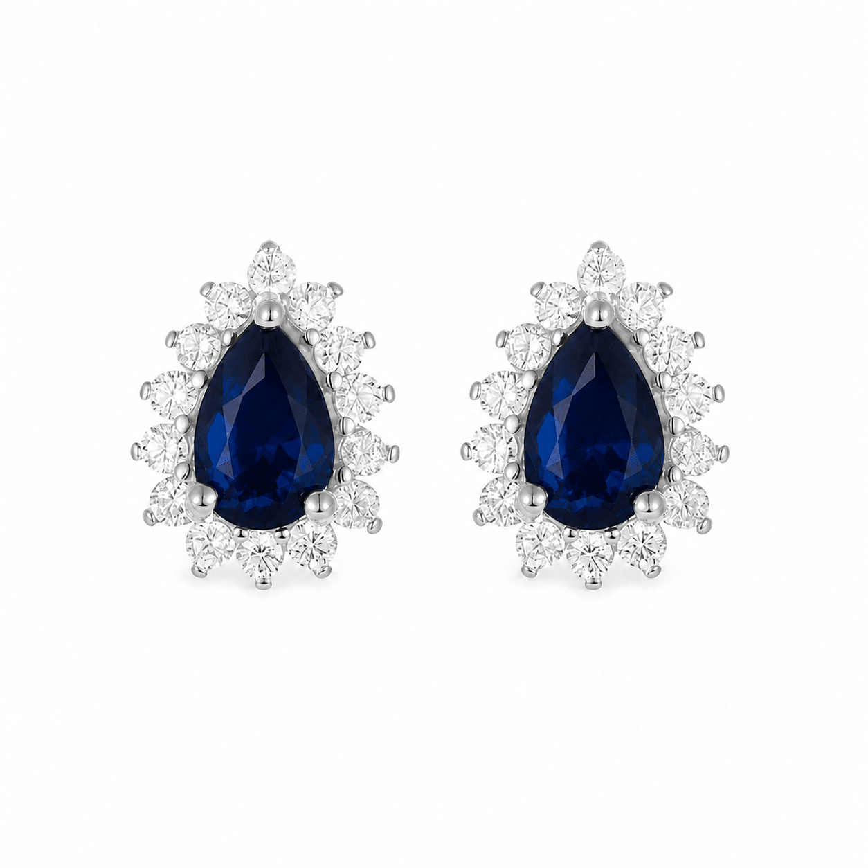 Noa Silver Teardrop Stud Earrings close-up detail