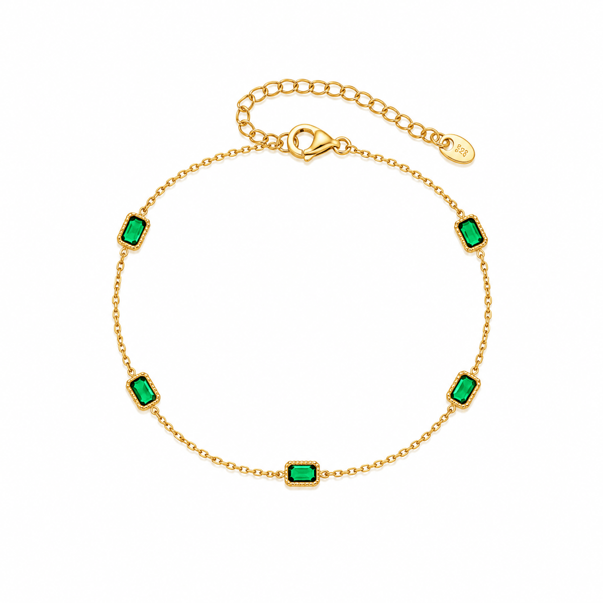 Mila Gold Rectangle Station Bracelet, front view