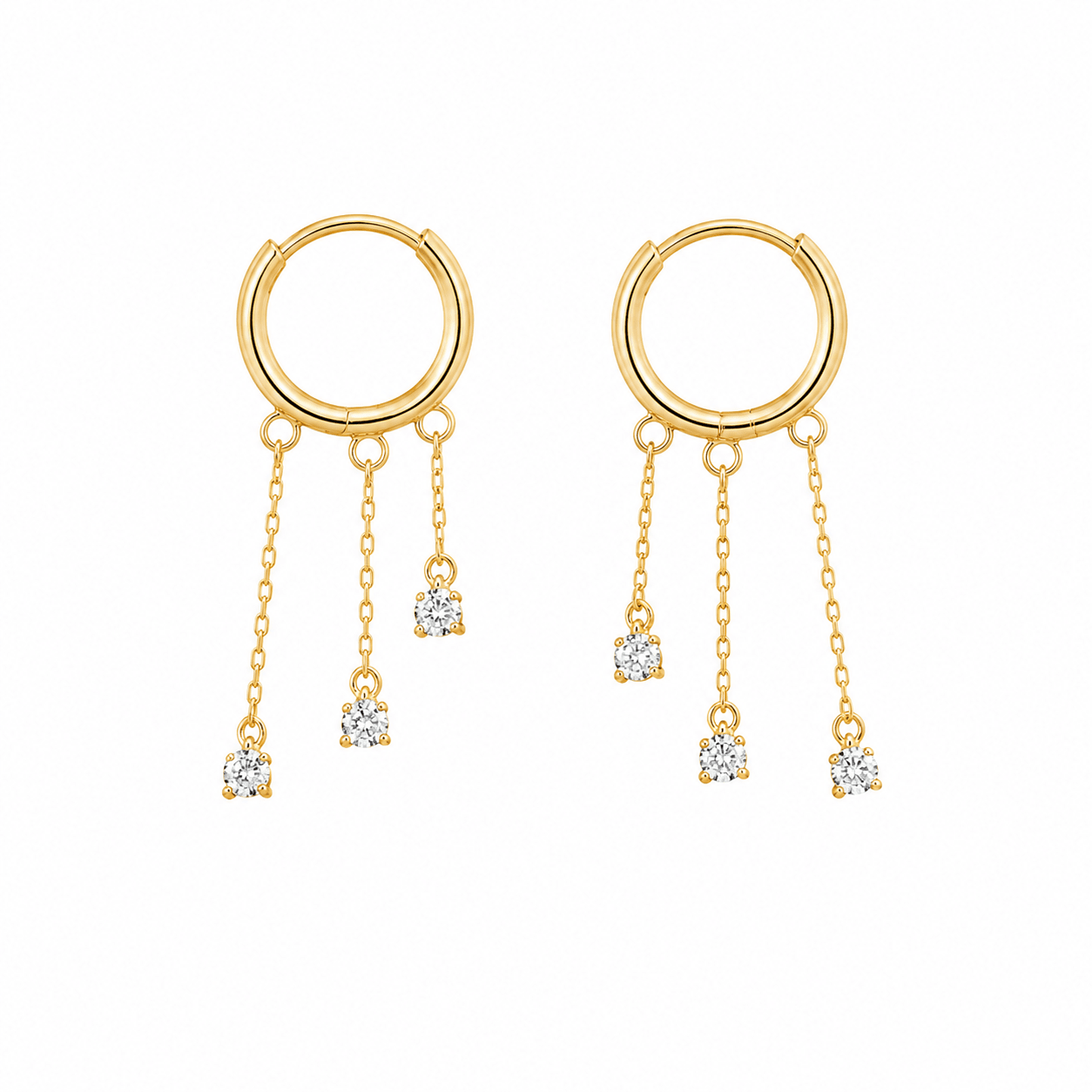 Venus Gold Crystal Drop Earrings, front view