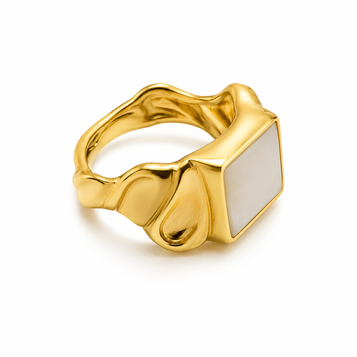 Isla Shell Pearl Band Ring, styled