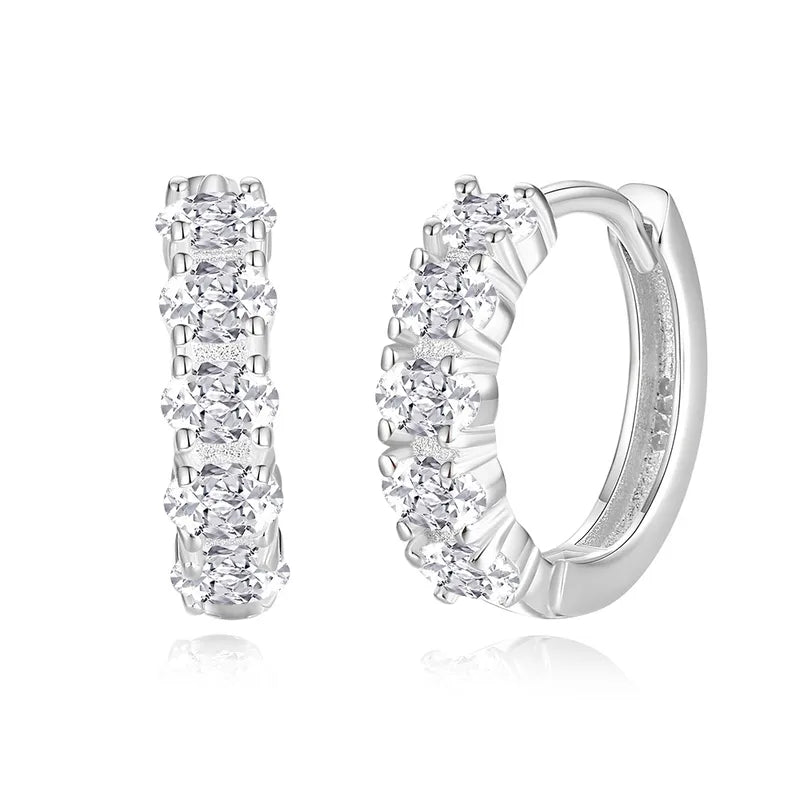 June Gold Crystal Huggie Hoop Earrings, styled