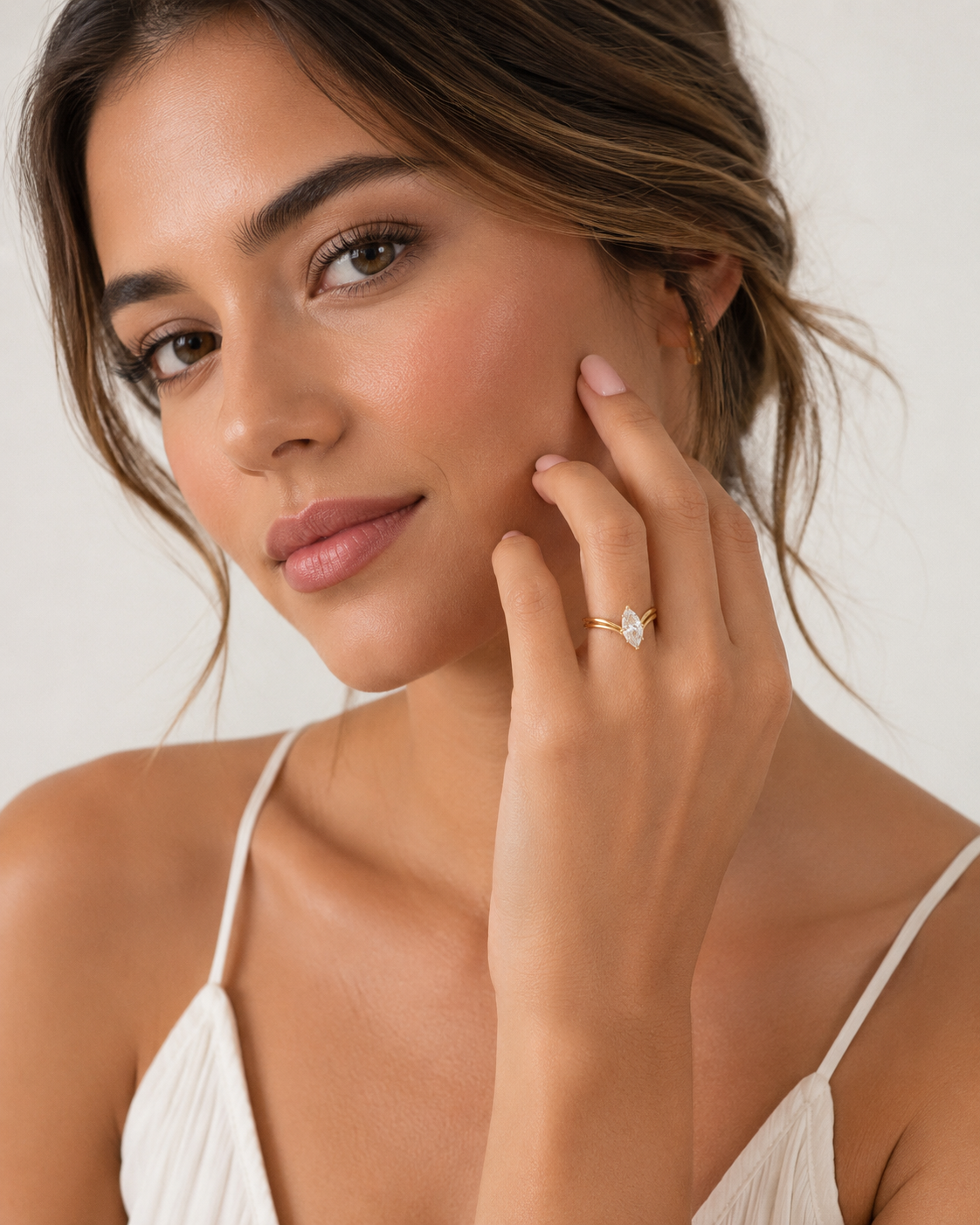 Valentina Gold Marquise Crystal Ring, detail