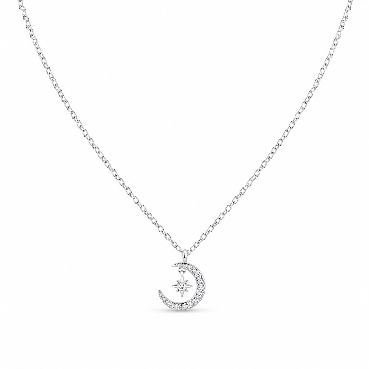 Margot Silver Star and Crescent Moon Necklace
