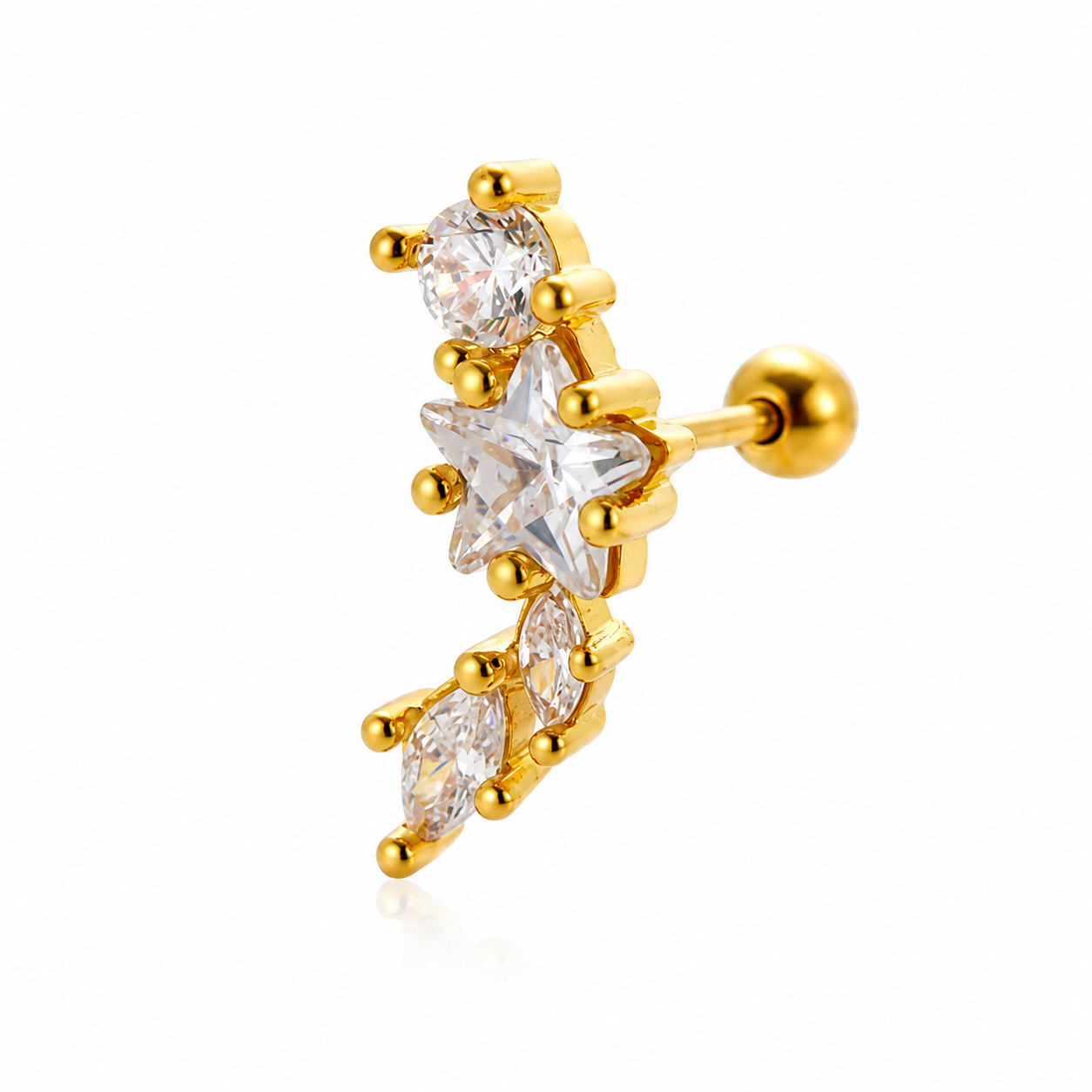 Celeste Gold Crystal Ear Climber Earrings