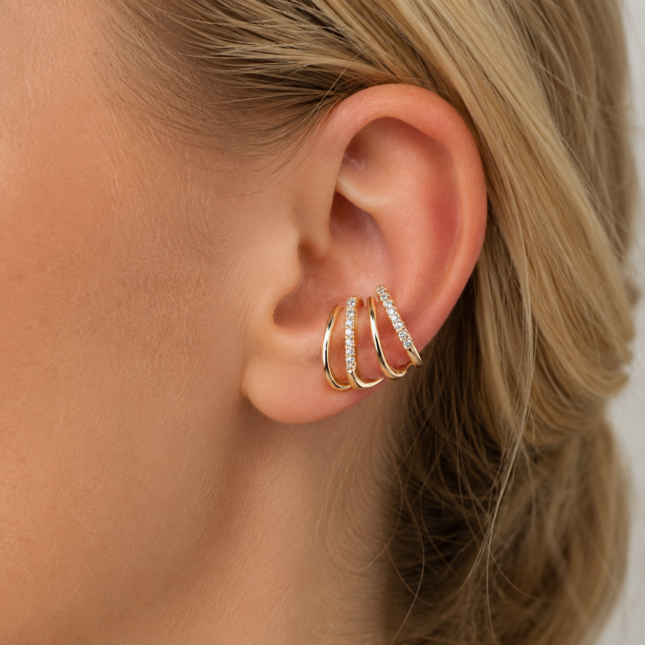 Alba Gold Crystal Ear Climbers, detail