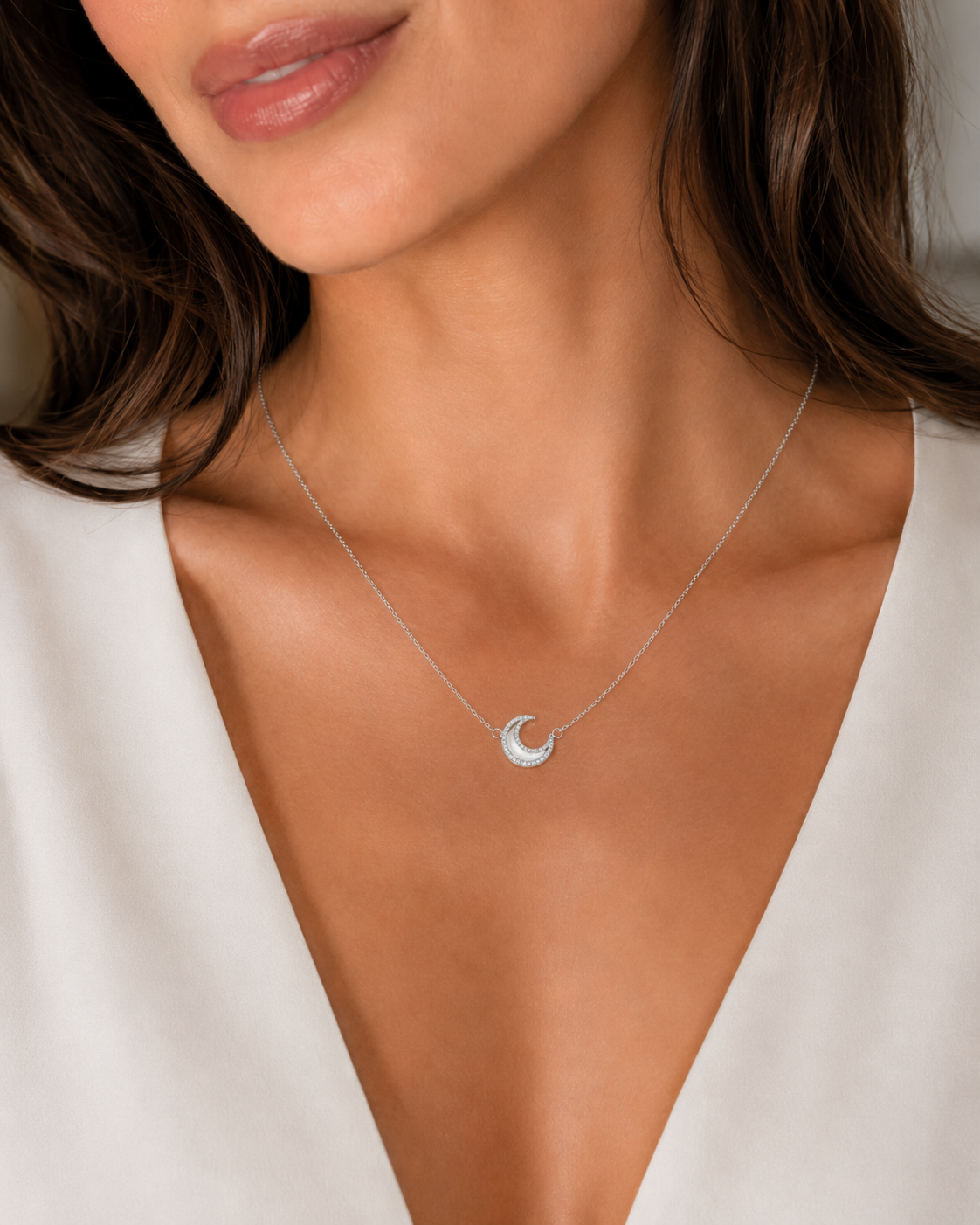 Nina Crystal Moon Necklace