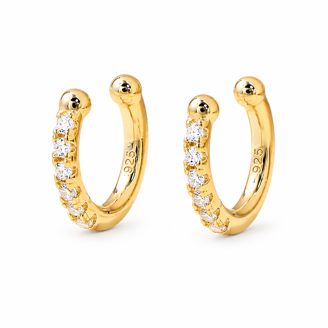 Rosa Gold Crystal C-Cuff Earrings