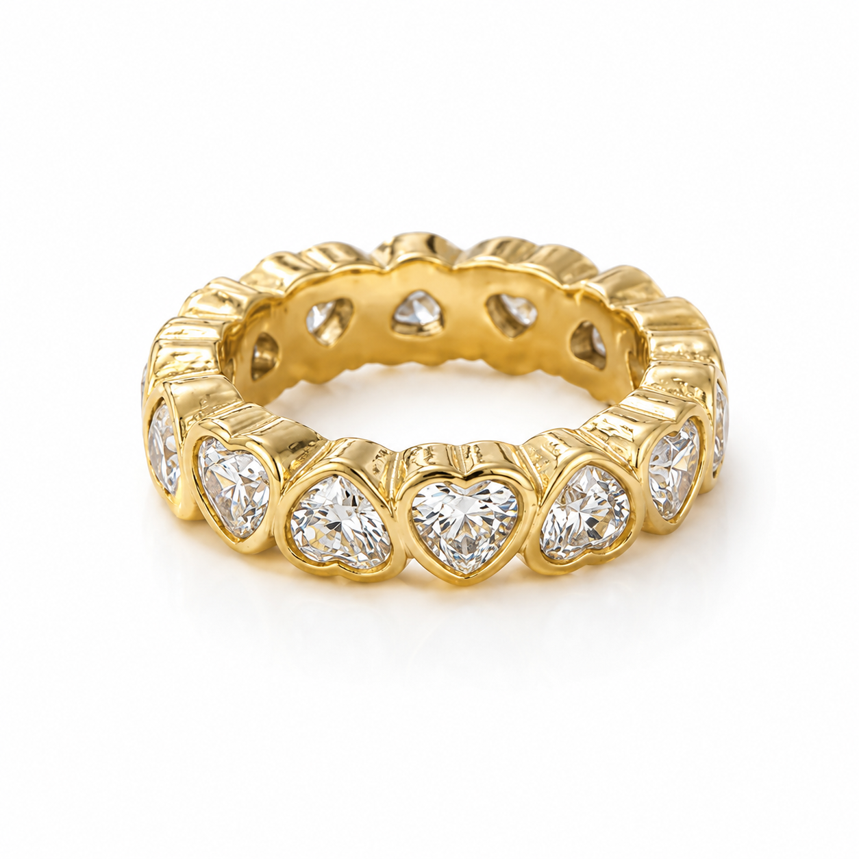 Amandine Gold Heart Eternity Ring, heart-cut crystal eternity band in 18K gold