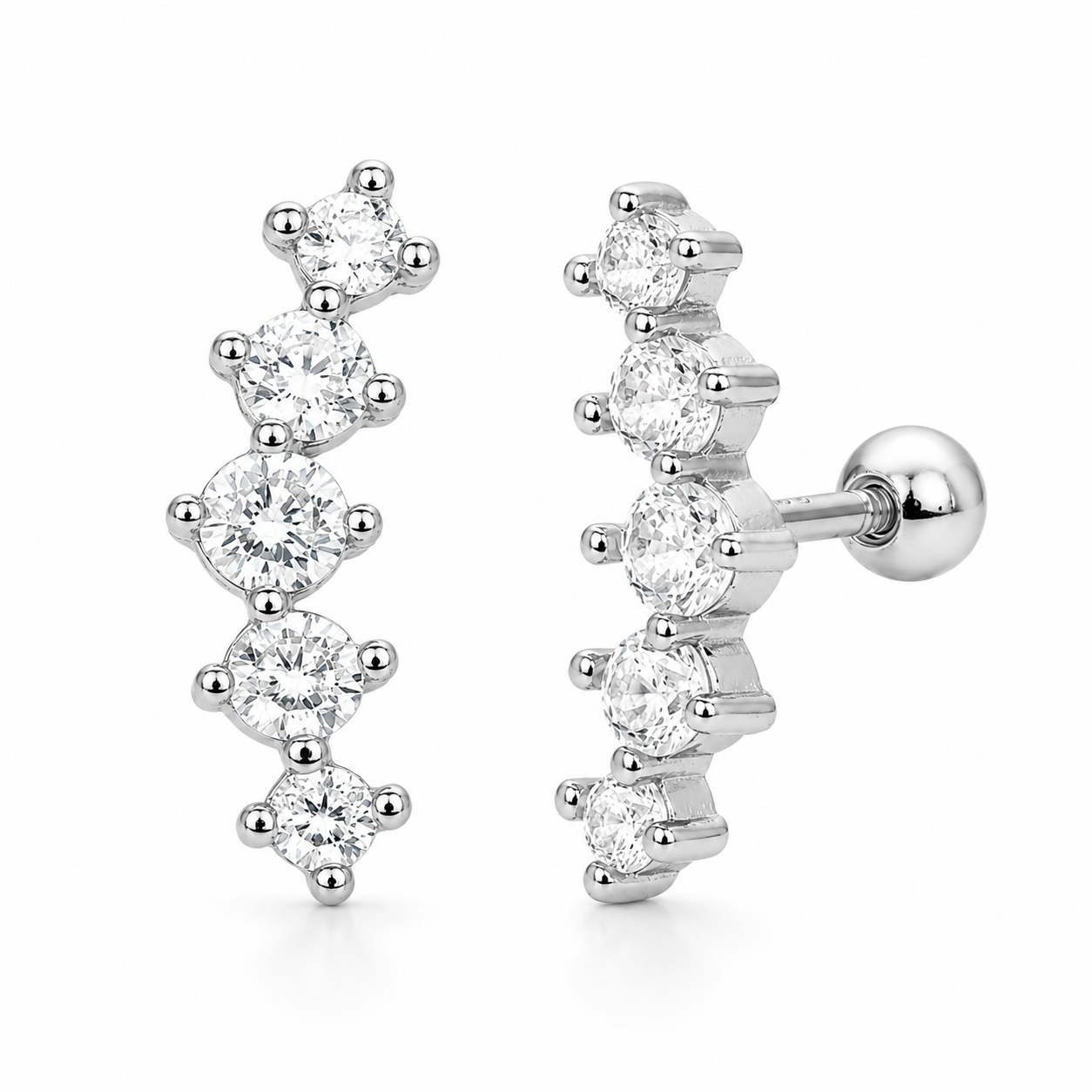 Celestia Crystal Star Climber Earrings, close-up