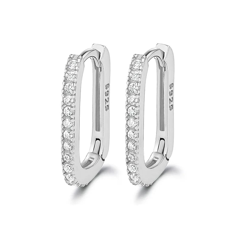 Ximena Gold U-Shape Crystal Earrings close-up detail