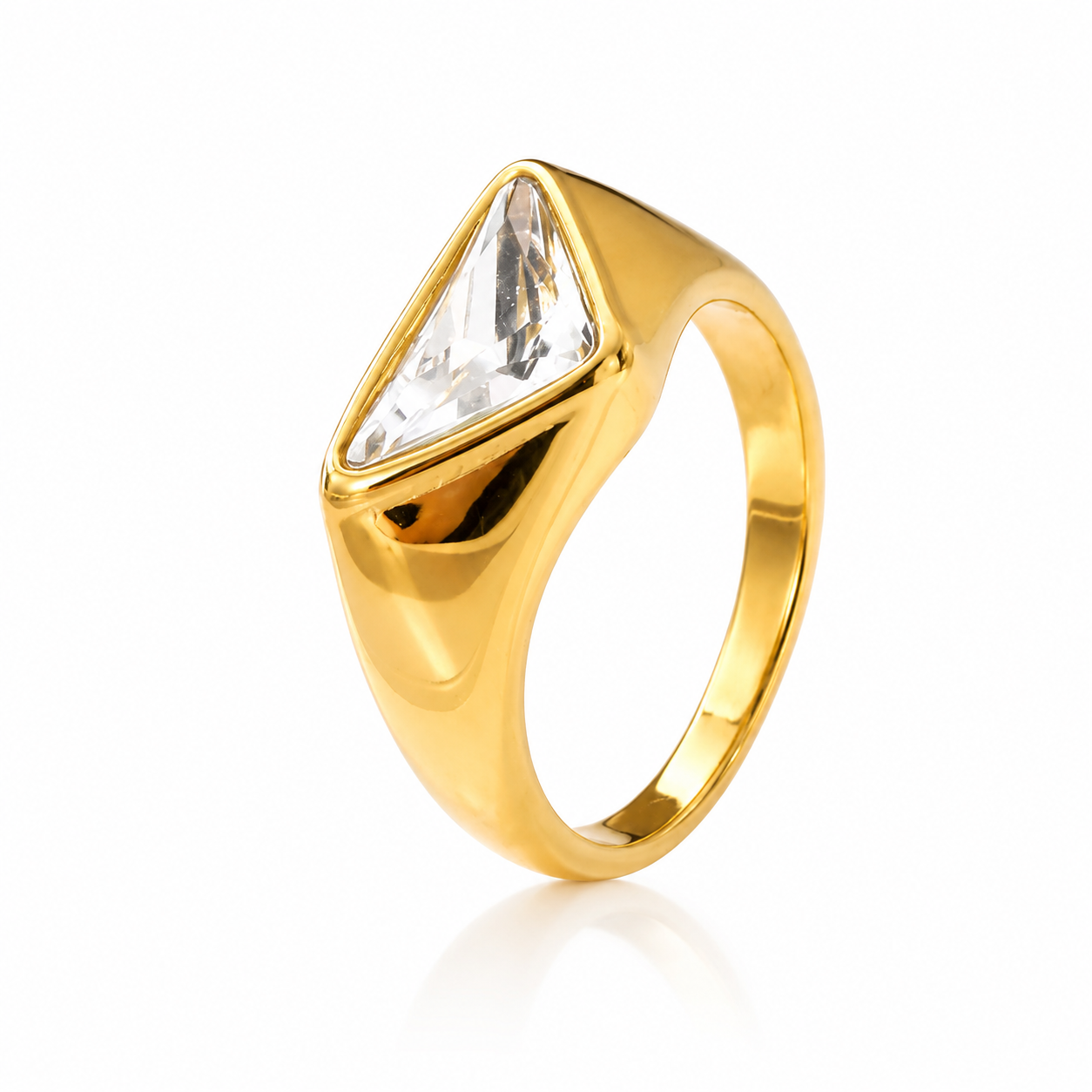 Josephine Gold Kite Crystal Ring, bold kite-cut crystal statement ring in 18K gold