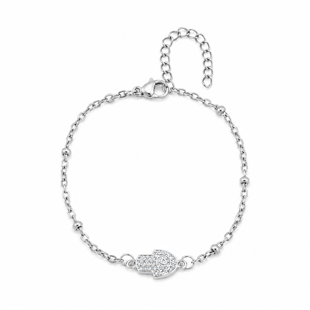 Ruby Gold Hamsa Charm Bracelet, styled