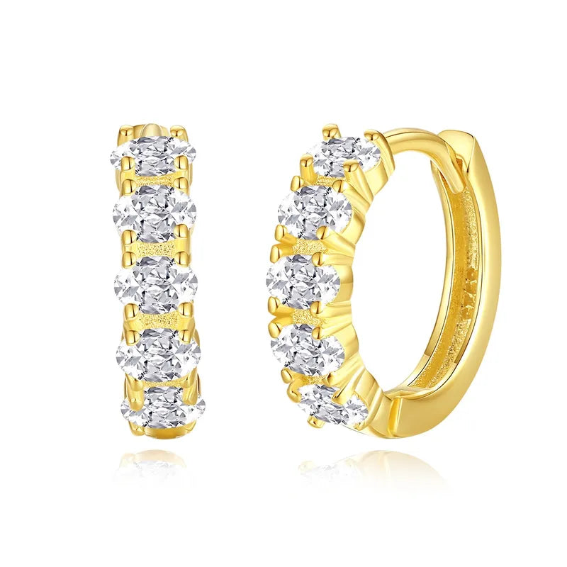 June Gold Crystal Huggie Hoop Earrings