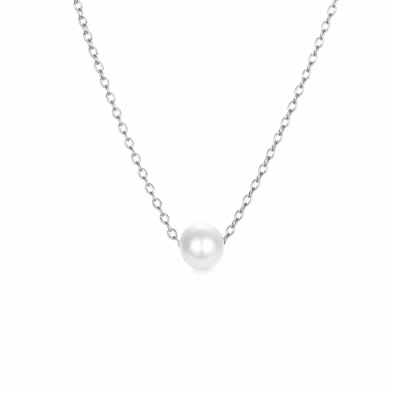 Addison Gold Pearl Station Necklace detail