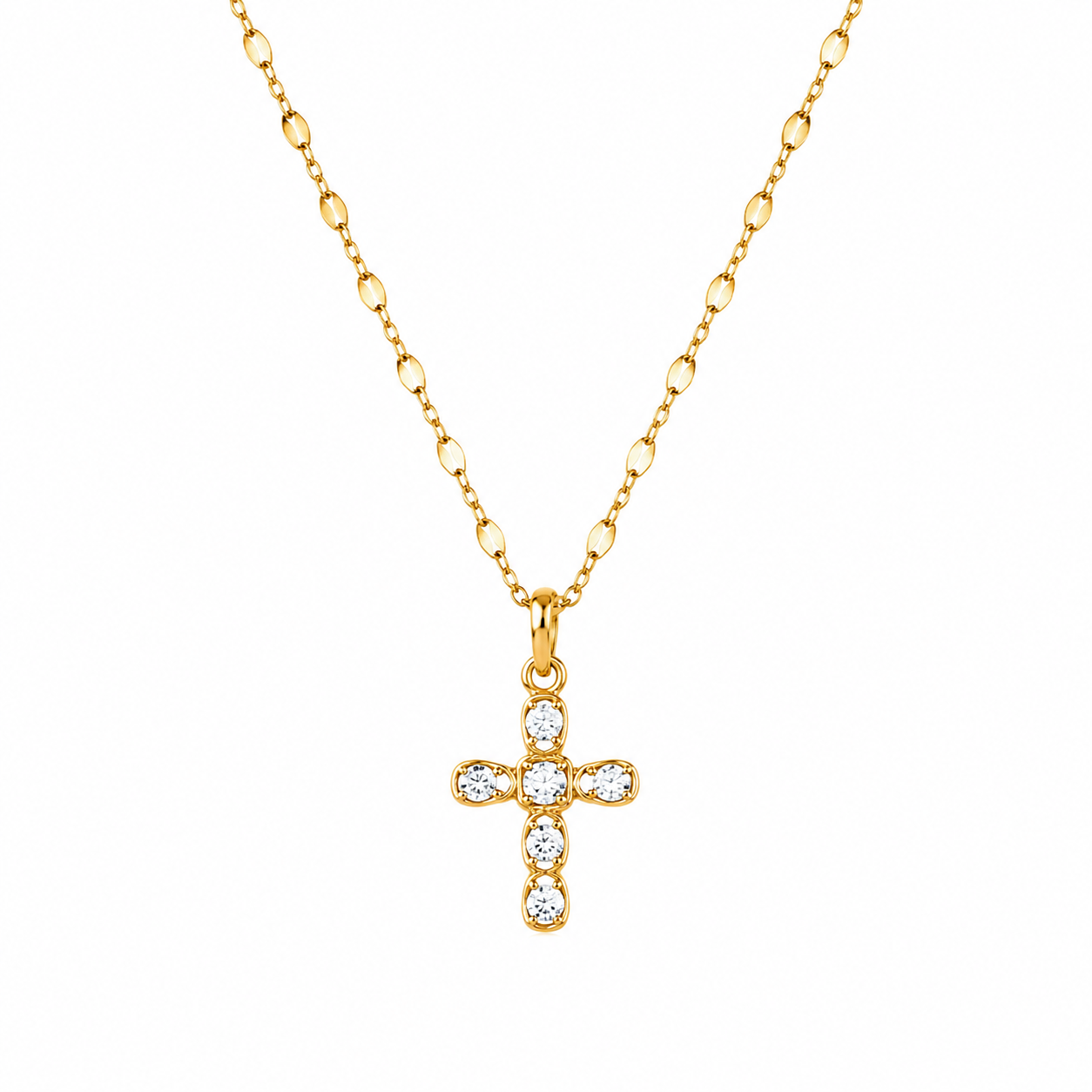Catalina Gold Crystal Cross Necklace
