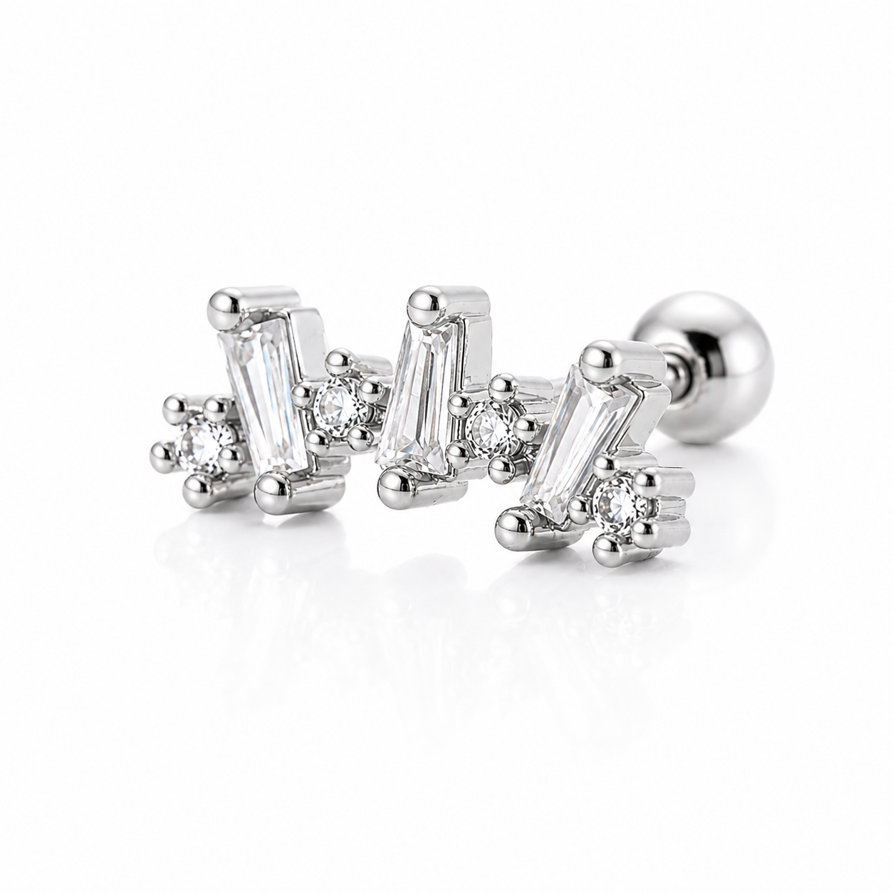 Selena Crystal Moon Stud Earrings, styled