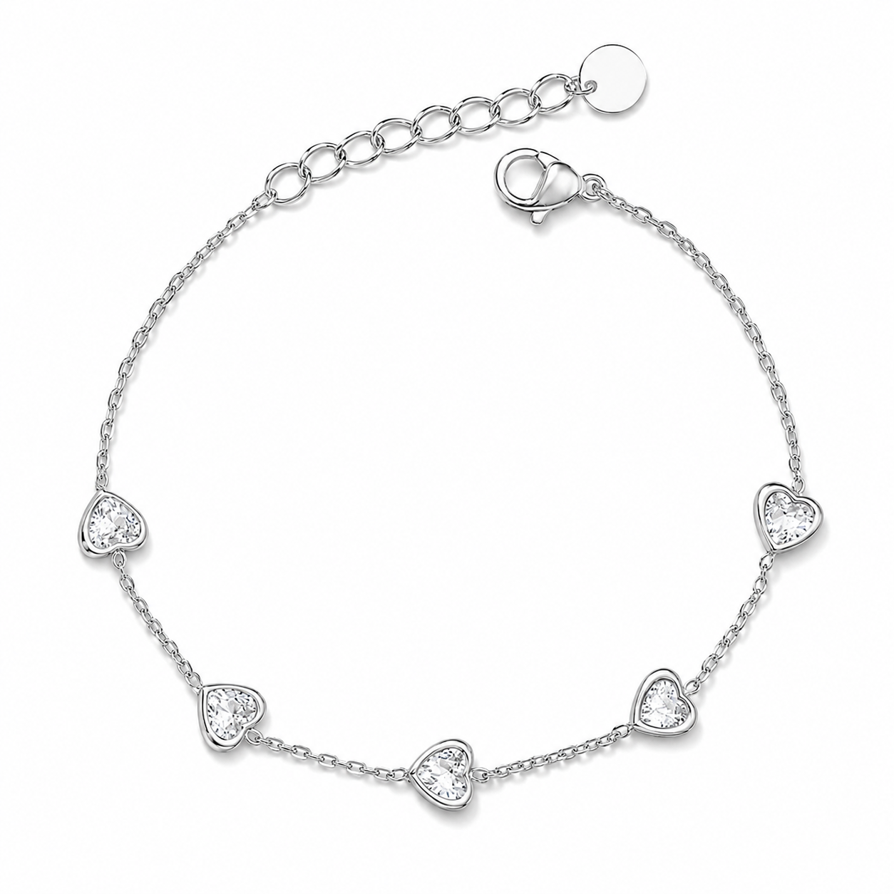 Cecilia Gold Heart Crystal Station Bracelet, styled