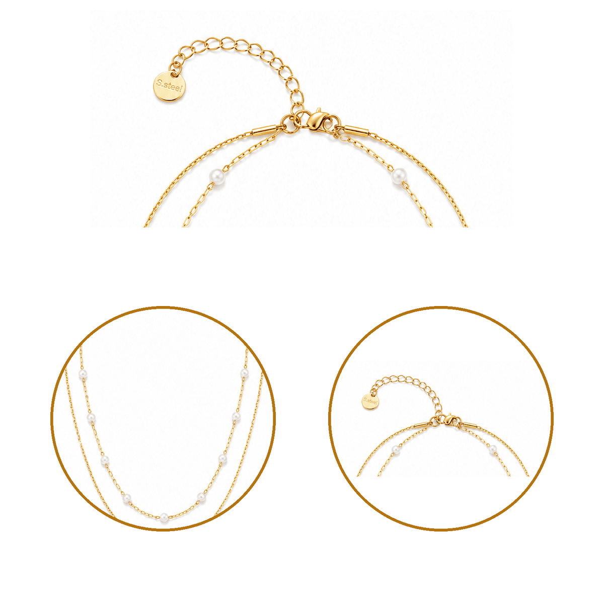 Elodie Gold Pearl Station Necklace